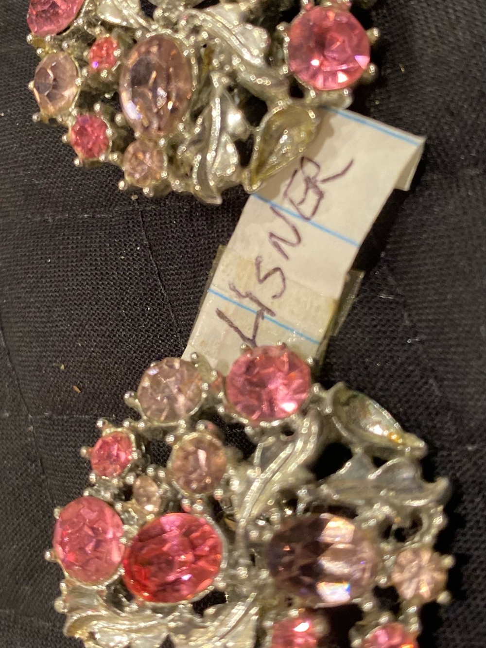 Vintage Lisner Clip-on Pink Faux Rhinestone Floral Cluster Earrings